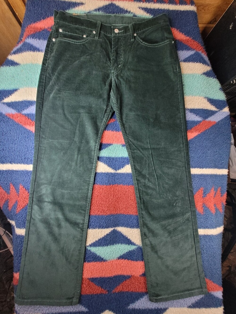 Levi's 511 Dark Green Corduroy Pants Mens 34x29 Slim Fit Stretch